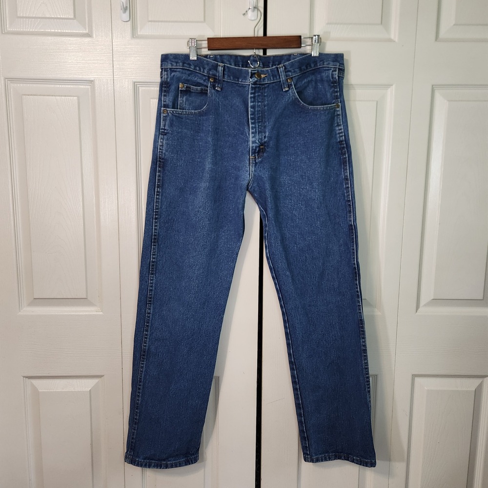 Wrangler Rugged Wear Mens Blue Straight Leg Jeans 36x32 Medium Wash 1035001AN